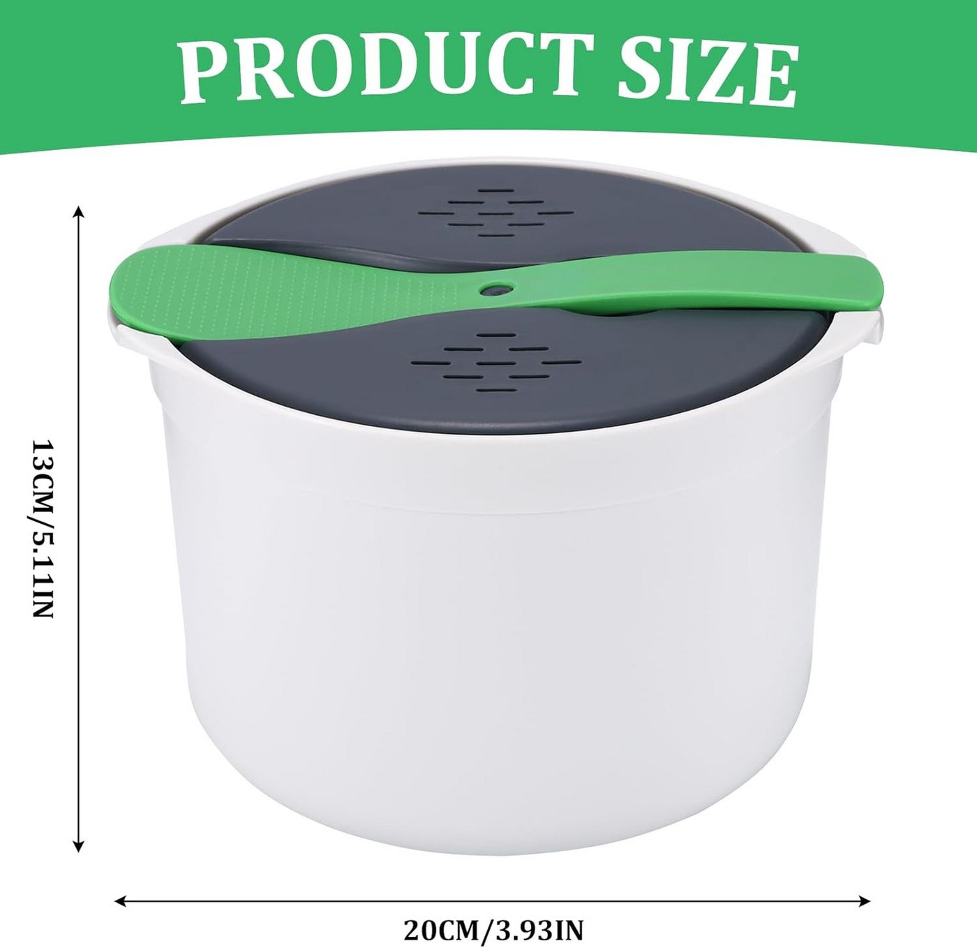 FELIXLEO Reiskocher Mikrowellen Reiskocher 2L Dampfgarer Nudelkocher mit Reissieb