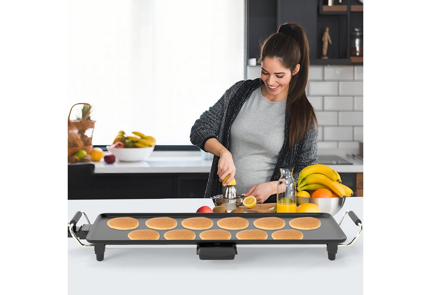 KOMFOTTEU Tischgrill, 1800 W, Teppanyaki Grill für 6-8 Personen, mit 4- einstellbarer Temperatur