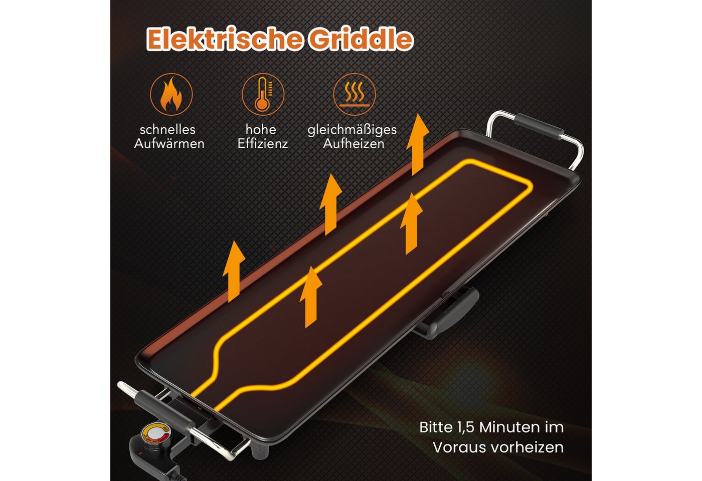 KOMFOTTEU Tischgrill, 1800 W, Teppanyaki Grill für 6-8 Personen, mit 4- einstellbarer Temperatur Bild 3