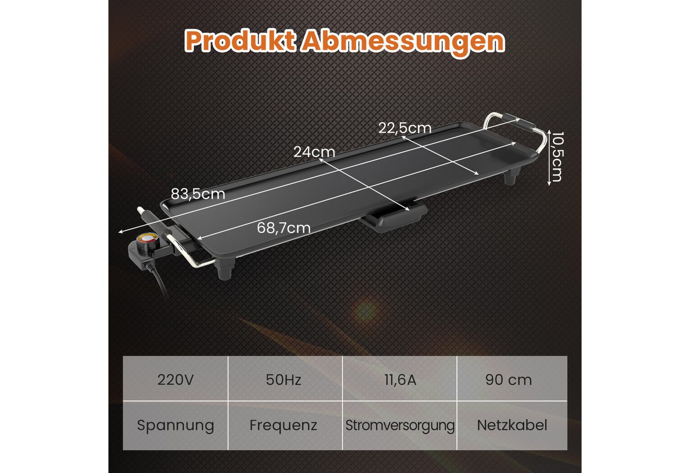KOMFOTTEU Tischgrill, 1800 W, Teppanyaki Grill für 6-8 Personen, mit 4- einstellbarer Temperatur Bild 5