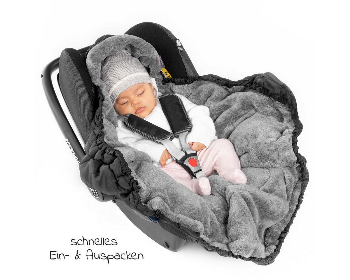 Zamboo Fußsack Schwarz, Baby Winter Einschlagdecke für Babyschale / Maxi Cosi und Babywanne