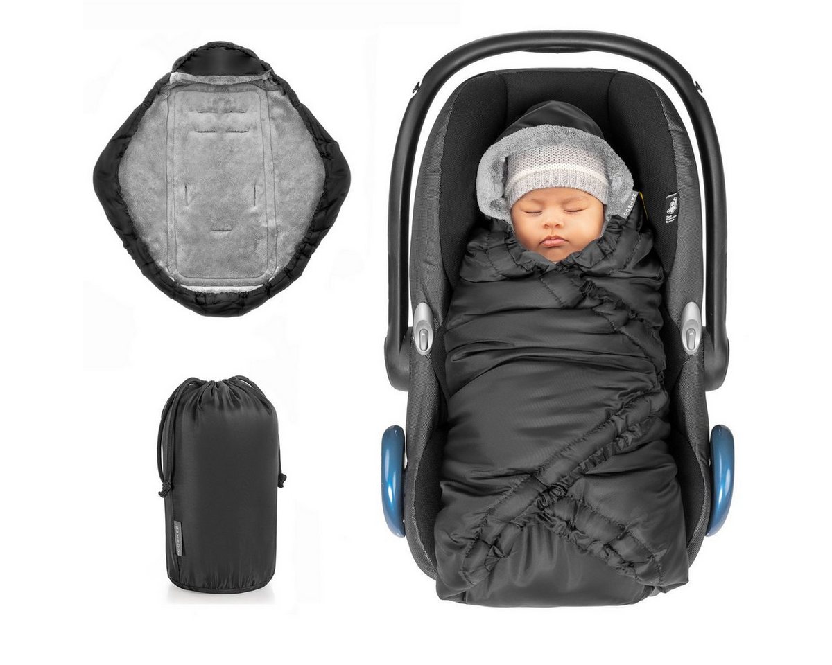 Zamboo Fußsack Schwarz, Baby Winter Einschlagdecke für Babyschale / Maxi Cosi und Babywanne Bild 3