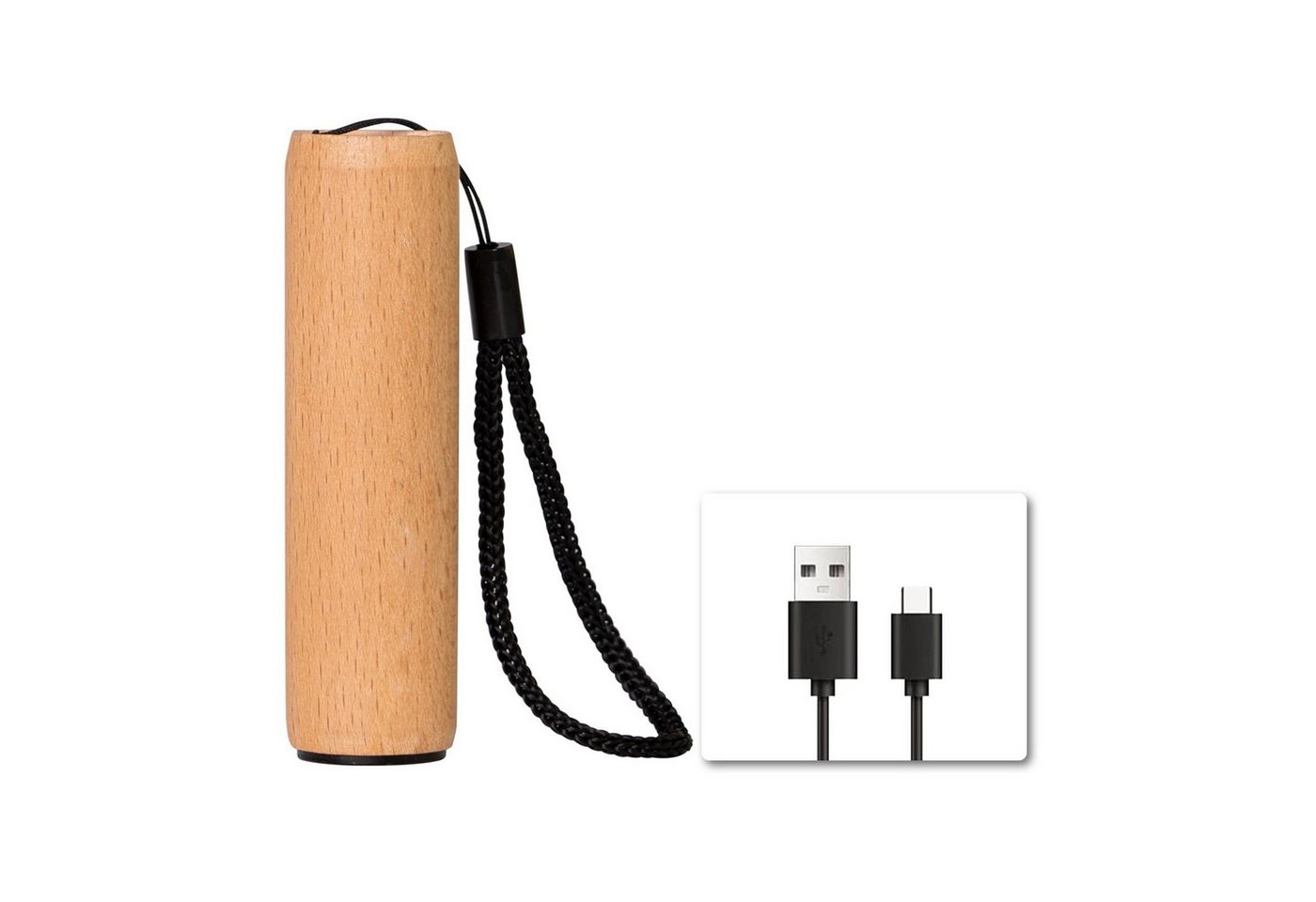 LQWELL LED Taschenlampe Mini Taschenlampe USB C Aufladbar, Taschenlampen Klein (2-St., mit 3 Lichtmodi, Aluminium Tragbare Hand Flashlight), mit Holzschale für Camping, Wandern, Notfall, Joggen, Nachtlesen Bild 2