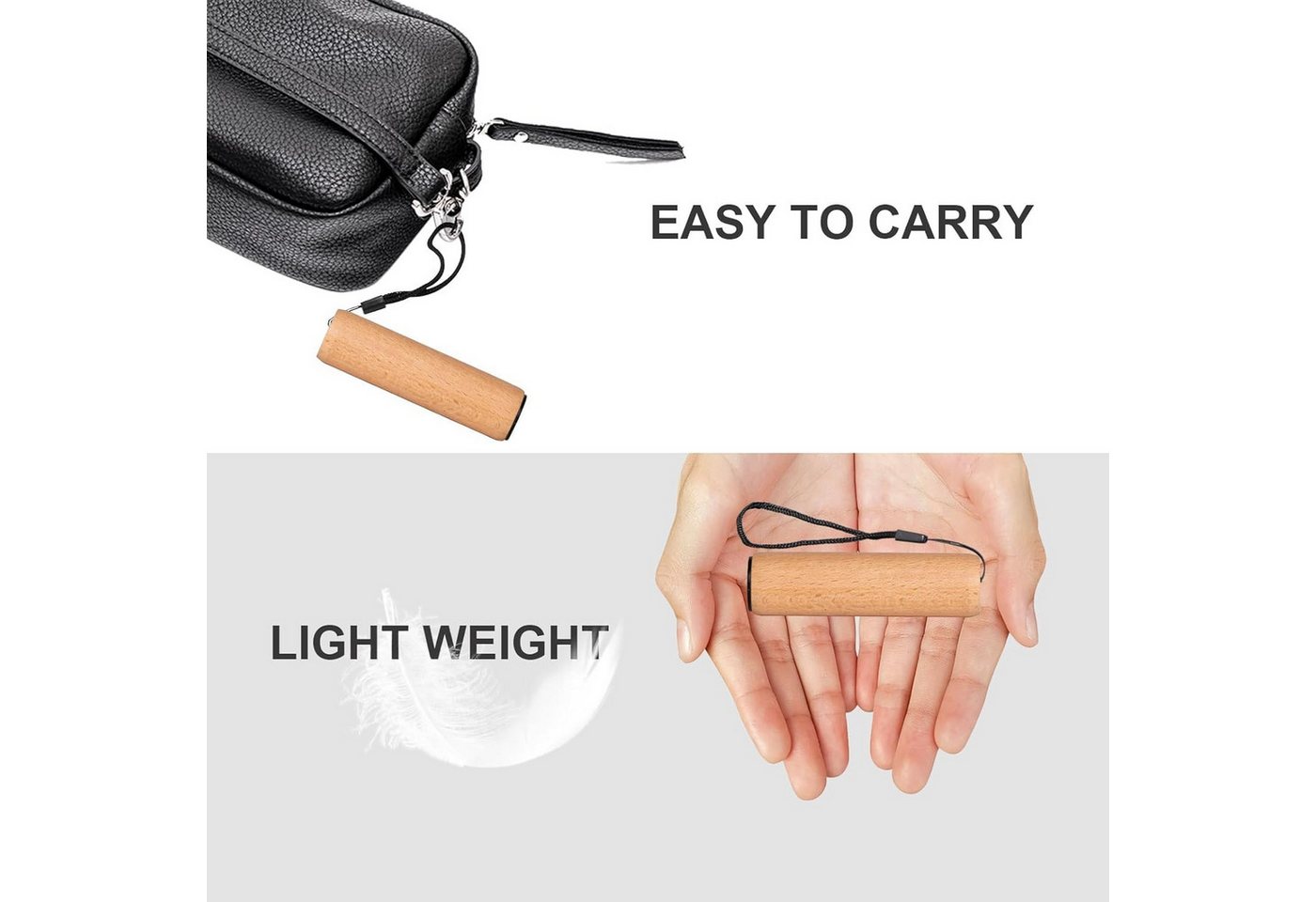 LQWELL LED Taschenlampe Mini Taschenlampe USB C Aufladbar, Taschenlampen Klein (2-St., mit 3 Lichtmodi, Aluminium Tragbare Hand Flashlight), mit Holzschale für Camping, Wandern, Notfall, Joggen, Nachtlesen Bild 4