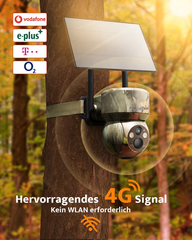 Usogood Wildkamera 4G LTE Überwachungskamera Solar Wildkamera Live-App via SIM (Außenbereich Sicherheit, Wild & Jagd, für Wildlife Monitoring, 2K Überwachungskamera Akku mit SIM Karte, 1-tlg., Outdoor Kamera Kabellos mit Bewegungsmelder Wasserdicht, Nachtsicht Farbe Jagdkamera für Naturbeobachtung, Jagd) Bild 4