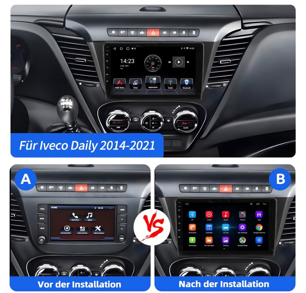 ESSGOO DAB+ Für Iveco Daily 2014-21 Autoradio Android15 CarPlay GPS Navi WIFI Autoradio (RDS, 4+64GB(optional), FM, AM, DAB+ (optional), Carplay Android Auto Bluetooth EQ USB GPS Navi WIFI Touchscreen) Bild 4
