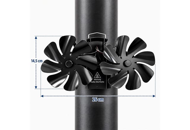 relaxdays Kaminventilator für Ofenrohr magnetisch
