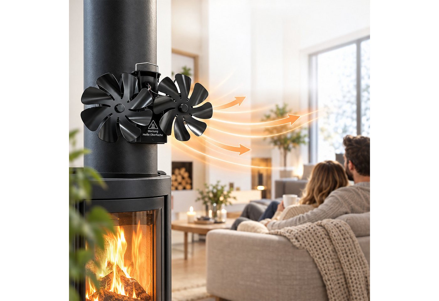 relaxdays Kaminventilator für Ofenrohr magnetisch Bild 5