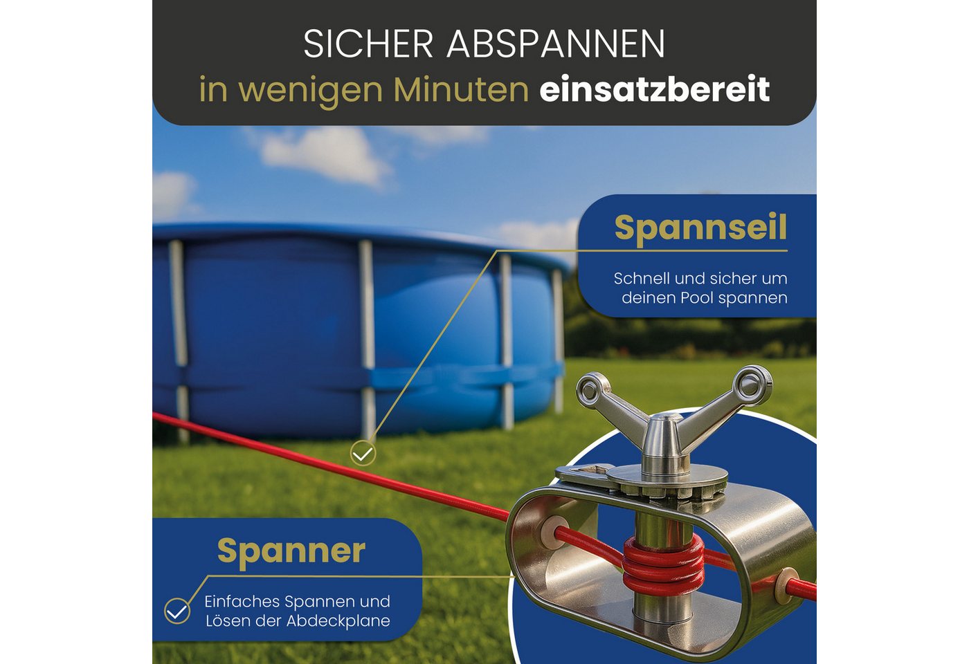 HAF Pool-Abdeckplane Abdeckplane 180g/m² Rechteck Sommer Winter Pool Plane (Poolabdeckung Rechteck, 1-St., in verschiedenen Größen erhältlich), aus verstärktem 180g/m² PE Material