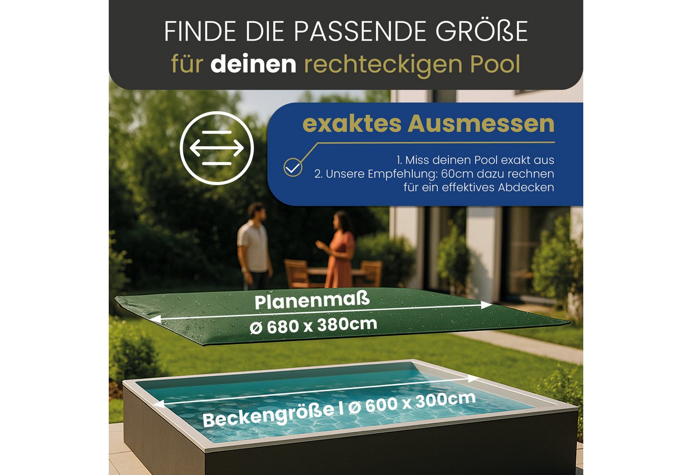 HAF Pool-Abdeckplane Abdeckplane 180g/m² Rechteck Sommer Winter Pool Plane (Poolabdeckung Rechteck, 1-St., in verschiedenen Größen erhältlich), aus verstärktem 180g/m² PE Material Bild 5
