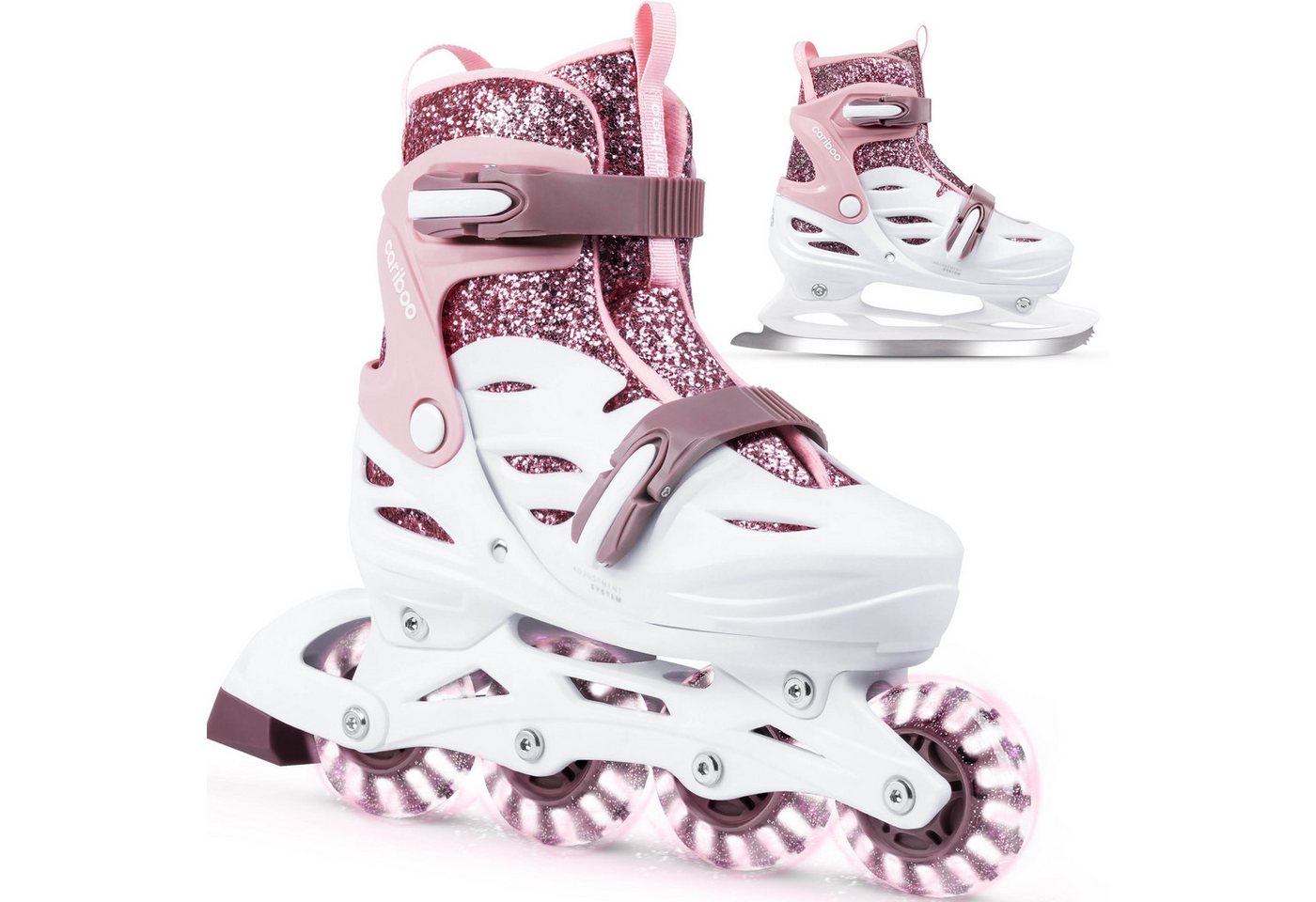 Cariboo Inlineskates Inliner und Schlittschuhe CARIBOO BALLERINA 2in1 leuchtende LED-Rollen Bild 5
