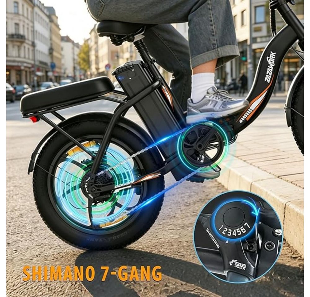 SSY E-Bike Kompaktes Elektrofahrrad mit Tiefeinstieg, Heckmotor, (Bequemer Tiefeinstieg), Breite Reifen für stabile Fahrt