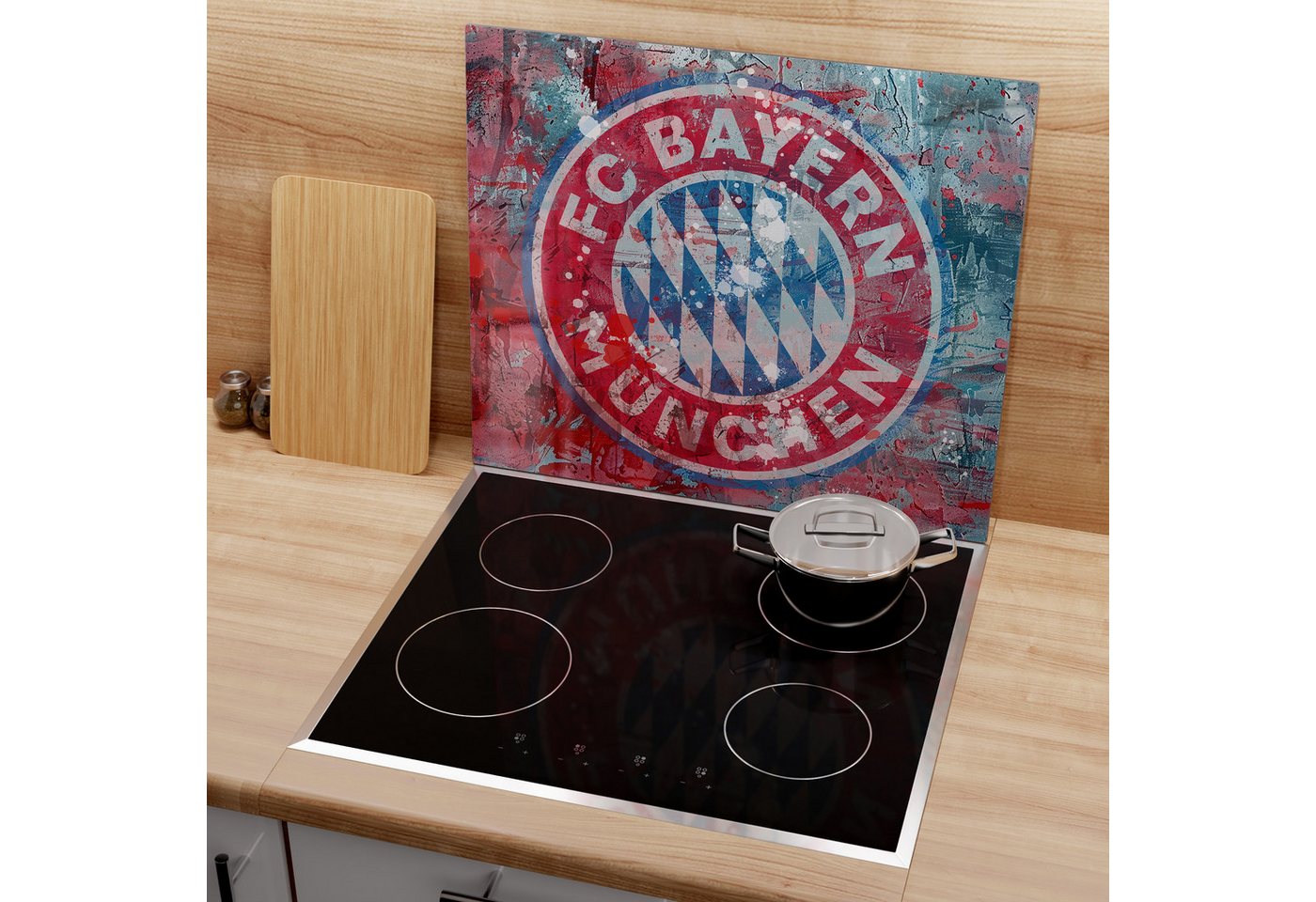 DEQORI Herdblende-/Abdeckplatte 'Wappen FC Bayern München', Glas, (1 tlg), Herdabdeckplatte Ceranfeld Herd Platte Abdeckung Glasplatte Bild 4
