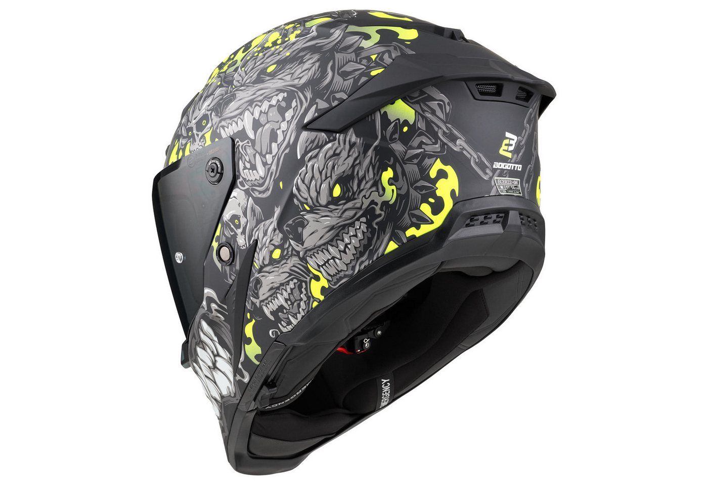 Bogotto Motorradhelm Blade Gatekeeper Helm, Notfallsystem-polsterung (eqrs),geeignet Für Brillenträger,vorber Bild 2