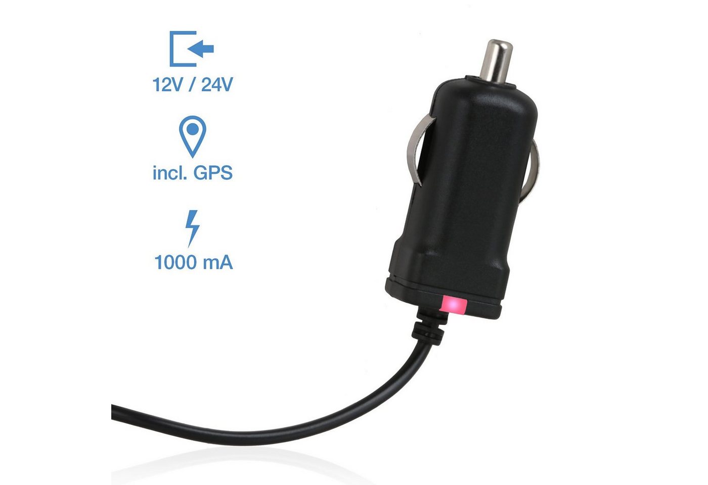 Wicked Chili miniUSB TMC Ladekabel für Becker 43 Z217 Z215 Z213 Z205 Auto-Adapter Zigarettenanzünder-Stecker zu Mini USB, 100 cm, mit integrierter TMC Antenne und LED-Funktionsanzeige Bild 3