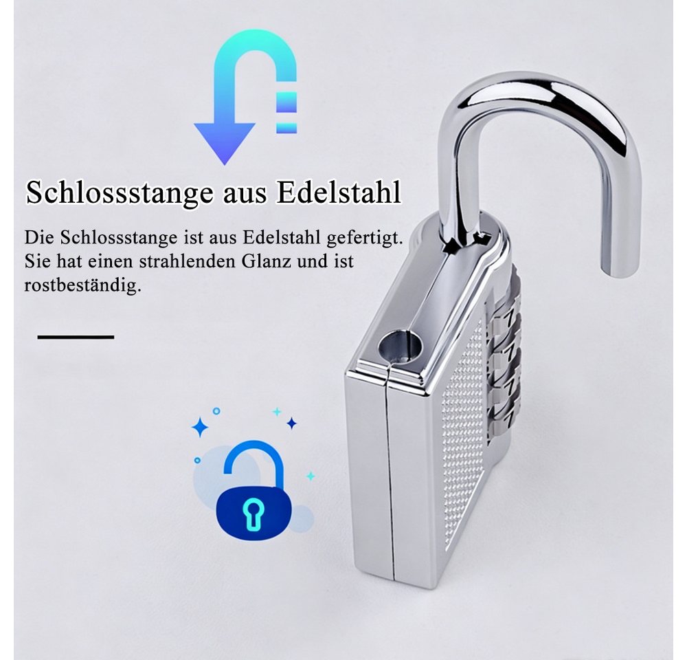 AFKSMILE Zahlenbügelschloss 4 Stück Vorhängeschloss Zahlenschloss,4 Stellig Schloss mit Zahlencode, Vorhängeschloss Zahlen Zinklegierung, Vorhängeschlösser Wetterfest Bild 2