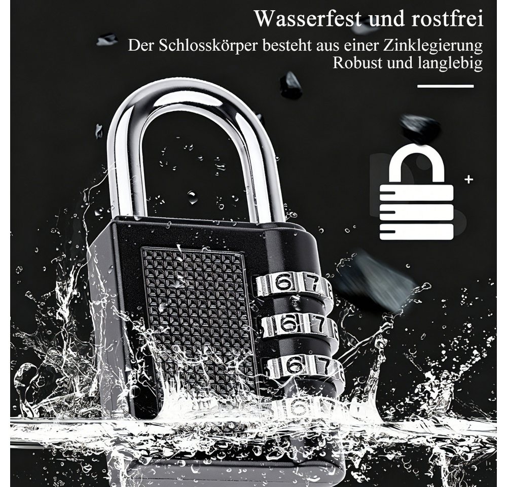 AFKSMILE Zahlenbügelschloss 4 Stück Vorhängeschloss Zahlenschloss,4 Stellig Schloss mit Zahlencode, Vorhängeschloss Zahlen Zinklegierung, Vorhängeschlösser Wetterfest Bild 5