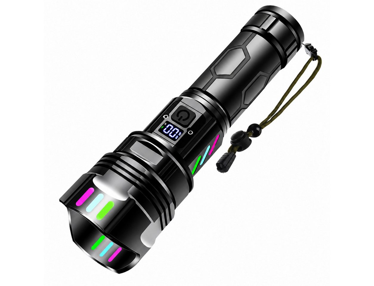 Fyrove LED Taschenlampe aufladbar 1500 Lumen, 5000 mAh, USB-C, zoombar, IPX7 (LED-Taschenlampe mit USB-C-Ladekabel und 5000-mAh-Akku), 5 Lichtmodi, Powerbank-Funktion, wasserdicht für Camping & Notfälle