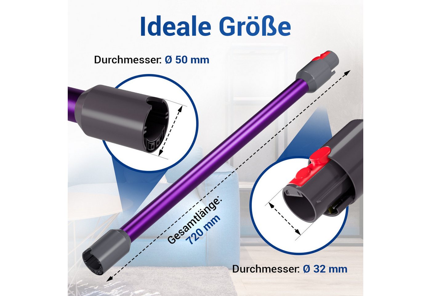 VIOKS Staubsaugerrohr Teleskopstange Ersatz für Dyson, für Handstaubsauger V7 V8 V10 V11 SV10 V15 Bild 4