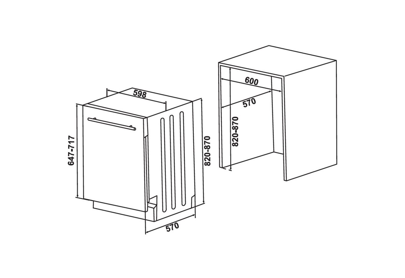 Daewoo vollintegrierbarer Geschirrspüler DBFS33N49E61-DE, 9 l, 16 Maßgedecke, Einbau Spülmaschine vollintegriert 60 cm, 9 Programme, AquaStop, 49 dB Bild 4