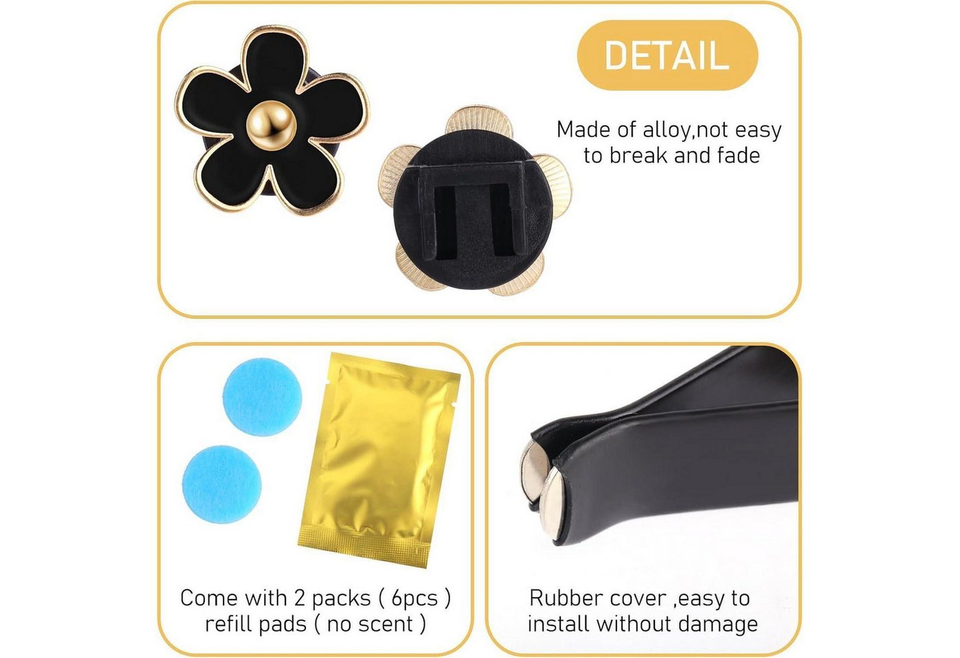 LuxusKollektion Auto-Fußmatten Lufterfrischer Auto Gänseblümchen Clip Diffusor Schwarz Weiß