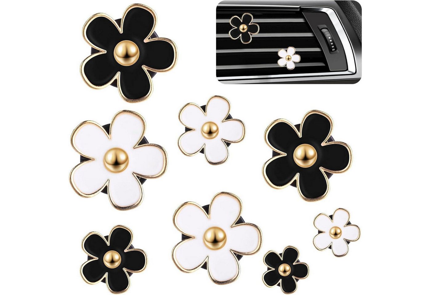 LuxusKollektion Auto-Fußmatten Lufterfrischer Auto Gänseblümchen Clip Diffusor Schwarz Weiß Bild 2
