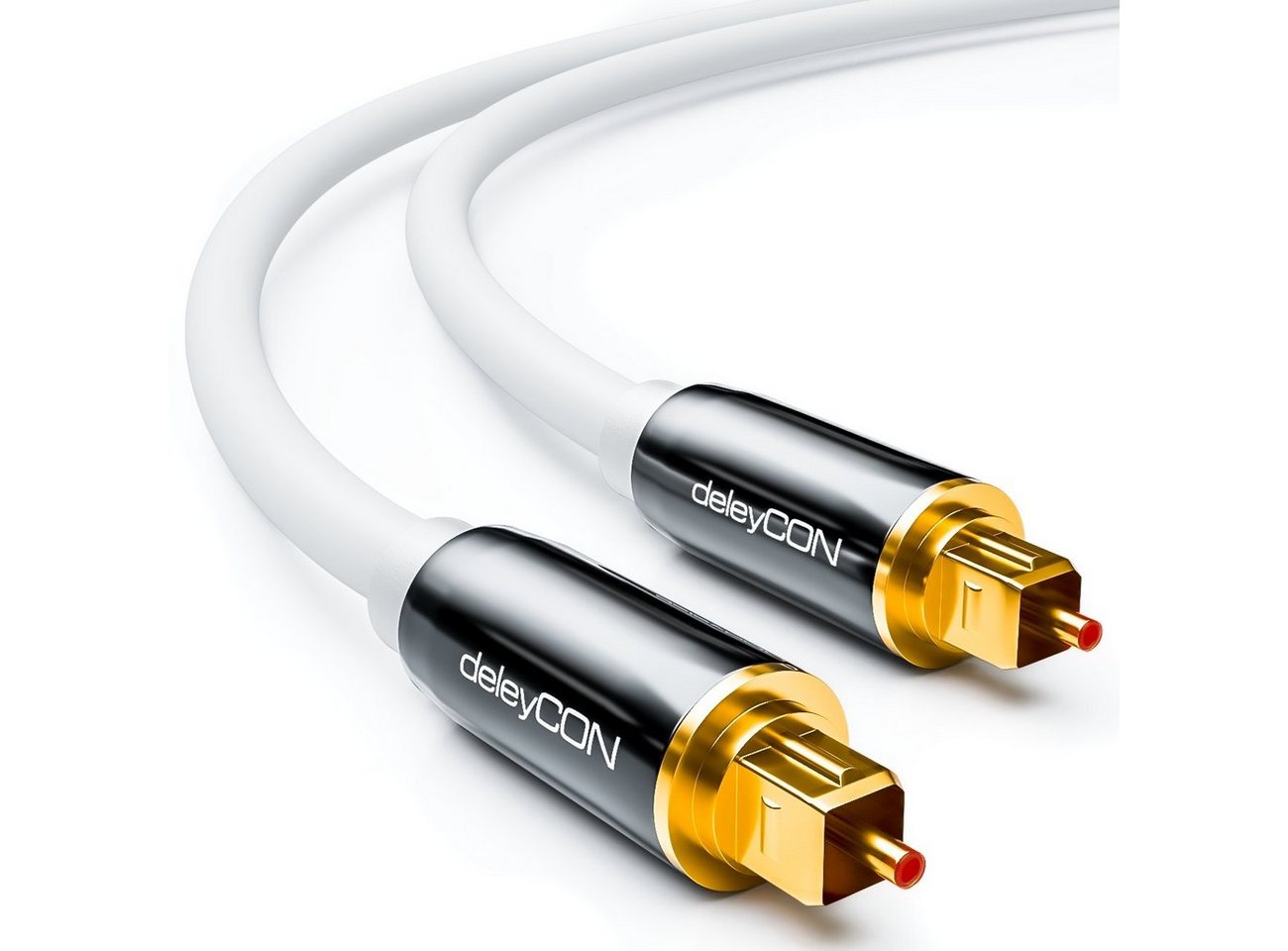 deleyCON Toslink HQ deleyCON 7,5m - Metallstecker 5mm - Weiß Optisches-Kabel