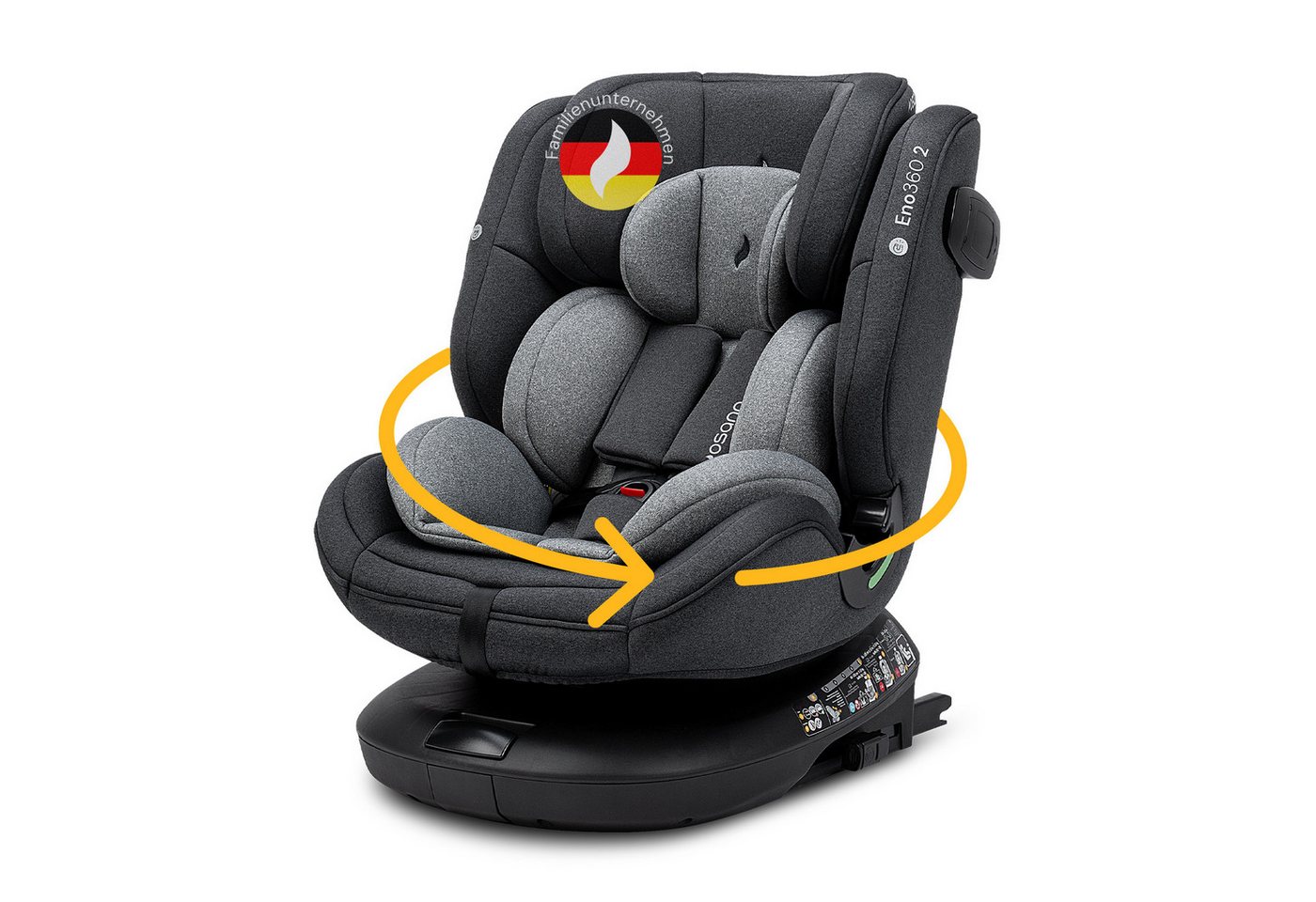 Osann Autokindersitz Eno360 2, Reboarder 360 Grad drehbar, Kindersitz ab 1 Jahr mit Isofix, ab: Geburt, bis: 12 Jahre, ab: 40 cm, bis: 150 cm, erleichtertes Anschnallen mit Magneten, extra Seitenaufprallschutz Bild 5