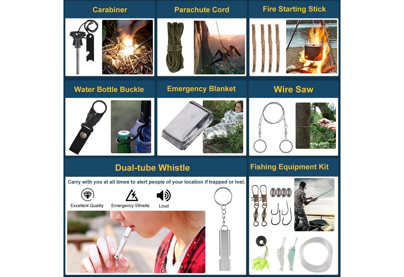 AURIVION Taschenmesser Survival Adventskalender 2024 mit 24 Outdoor Gadgets, (Set, 1 St., Weihnachts Countdown Kalender für Camping, Angeln & Jagd), Survival Adventskalender 24 Tage mit Outdoor Gadgets Bild 5