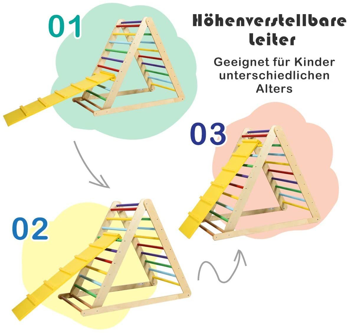 COSTWAY Klettergerüst Kletterdreieck, mit Rampe, aus Holz Bild 4