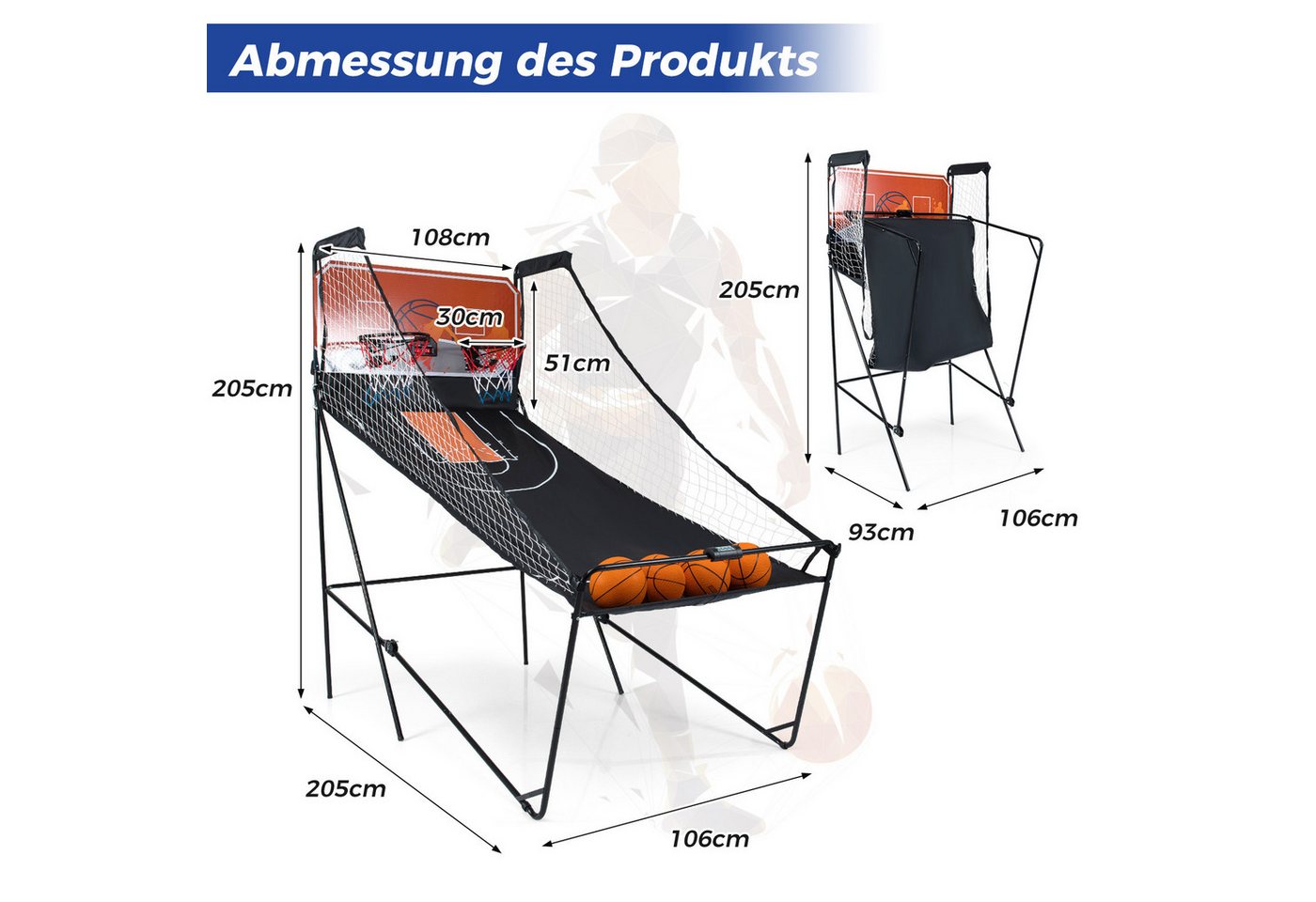 COSTWAY Basketballständer, Faltbares Arcade Basketball mit 8 Spielmodi Bild 2