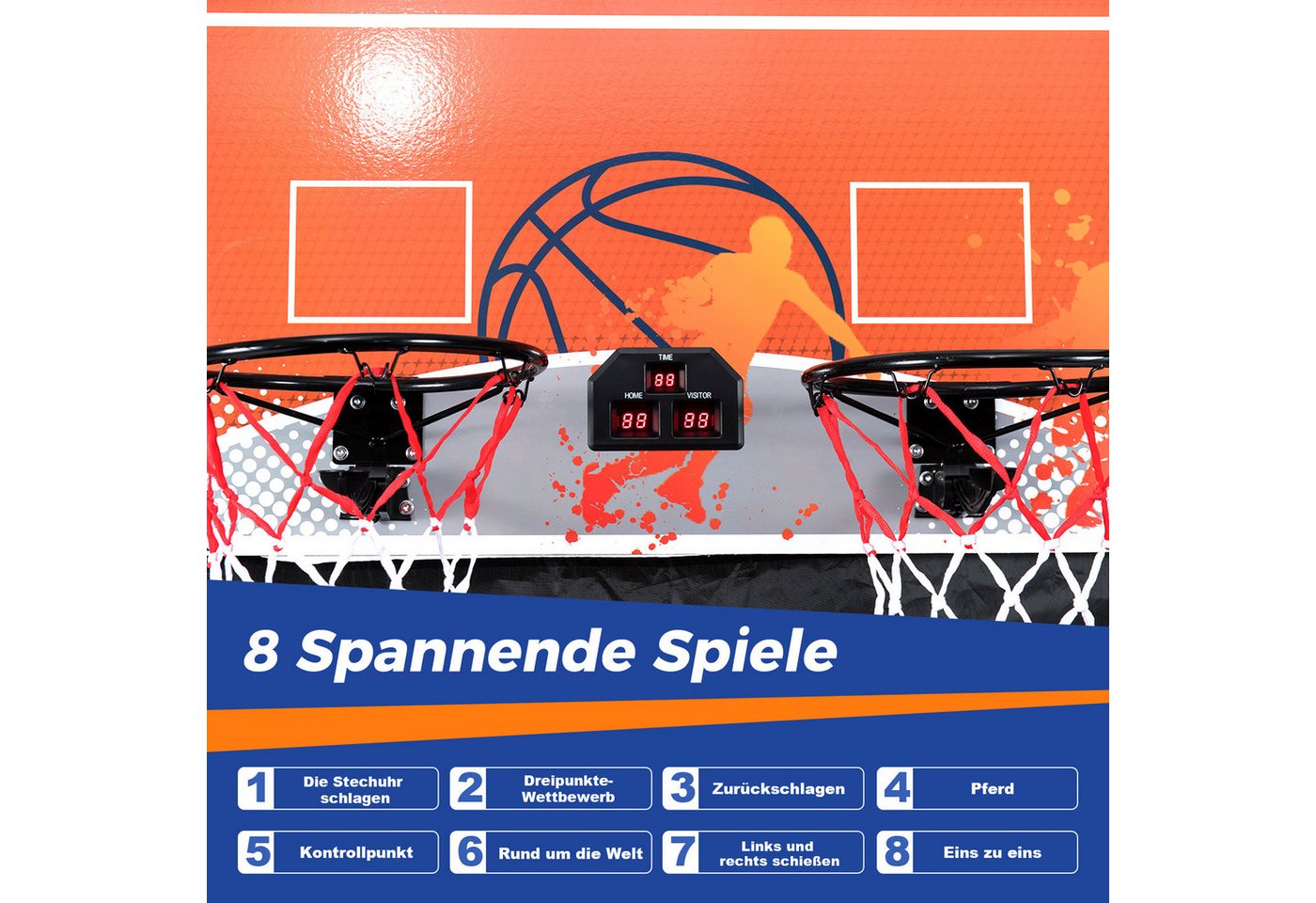 COSTWAY Basketballständer, Faltbares Arcade Basketball mit 8 Spielmodi Bild 4