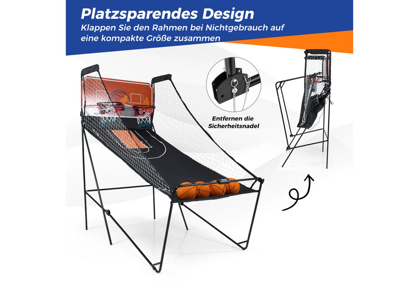 COSTWAY Basketballständer, Faltbares Arcade Basketball mit 8 Spielmodi Bild 5