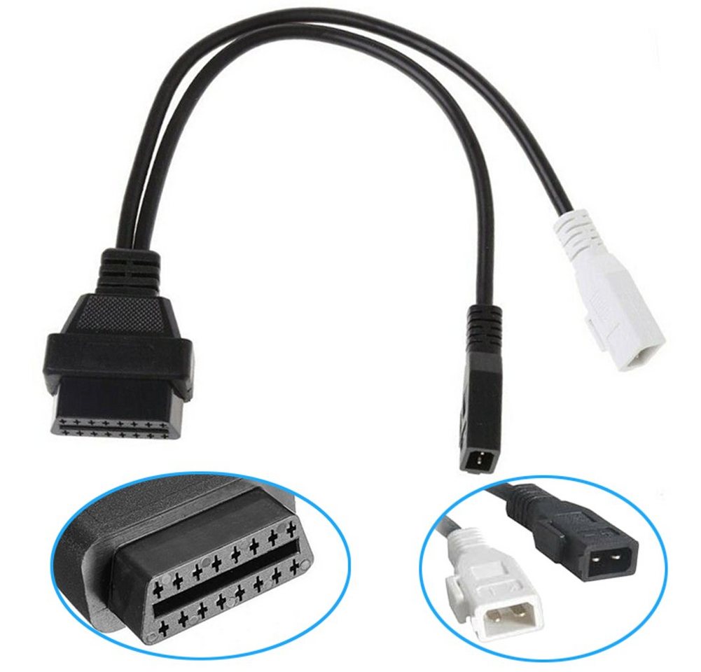 Bolwins D25 Diagnose Adapter Kabel OBD2 16PIN OBD1 2x2PIN f AUDI SKODA SEAT VW Elektro-Kabel, 2×2 Stecker, OBD2 16-Pin Buchse (30 cm), Plug & Play Bild 4