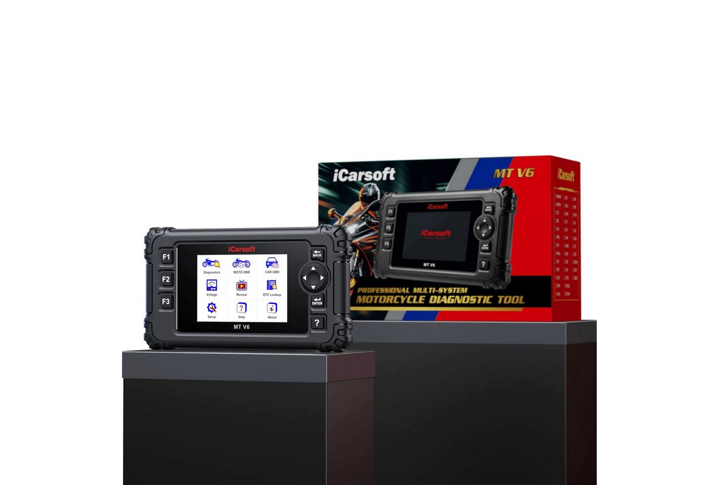 iCarsoft OBD2-Diagnosegerät MT V6 für Kawasaki Motorräder OBD Scanner inkl. Adapter +Updates