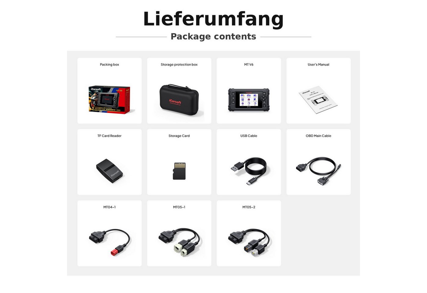 iCarsoft OBD2-Diagnosegerät MT V6 für Kawasaki Motorräder OBD Scanner inkl. Adapter +Updates Bild 3
