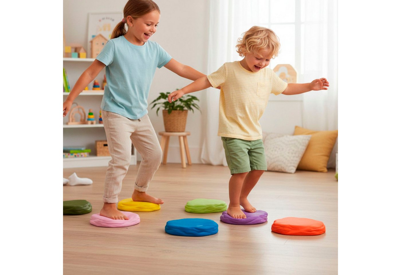 alldoro Balancetrainer Soft-Balanciersteine, 8er-Set - Balancieren für Kinder Trittsteine