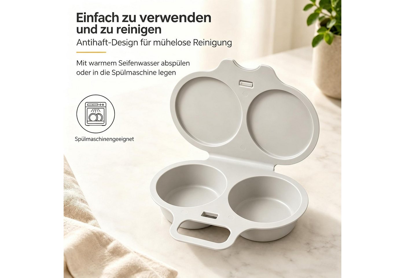 FELIXLEO Eierkocher Eierkocher Mikrowelle 4 Stück für 2 Eier Dunkelgrau Bild 2