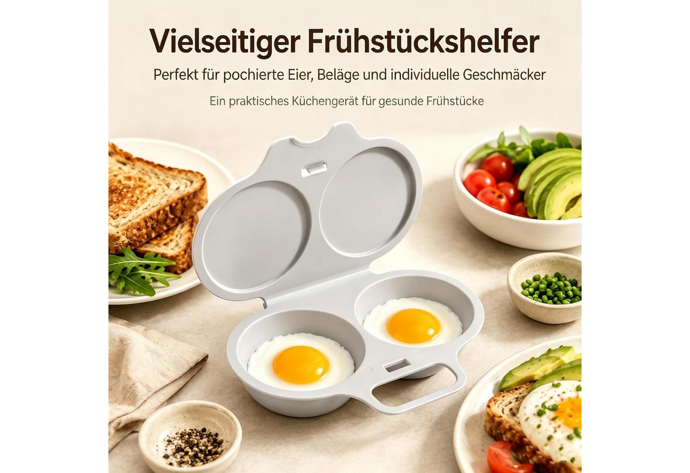 FELIXLEO Eierkocher Eierkocher Mikrowelle 4 Stück für 2 Eier Dunkelgrau Bild 4