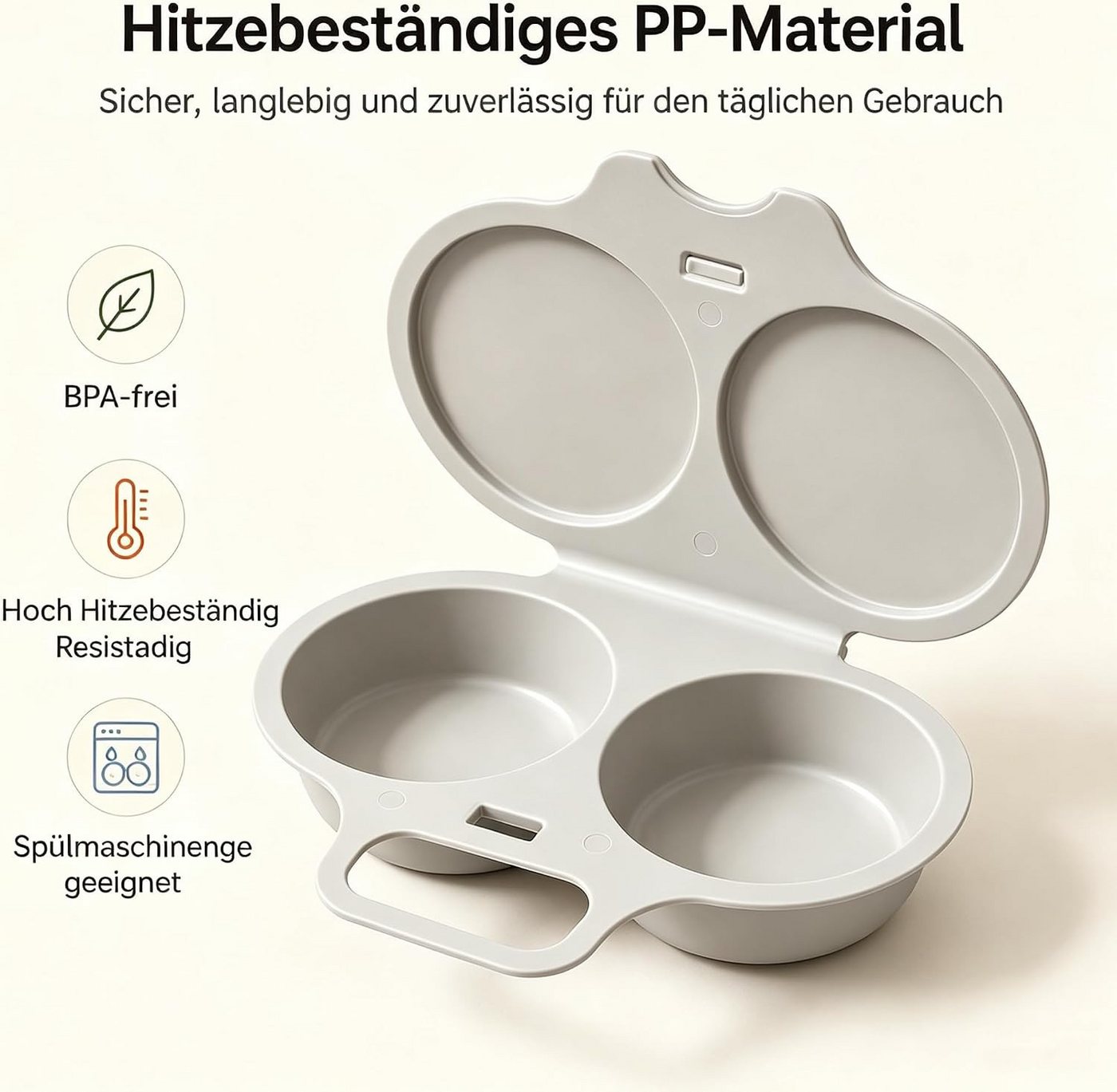 FELIXLEO Eierkocher Eierkocher Mikrowelle 4 Stück für 2 Eier Dunkelgrau Bild 5