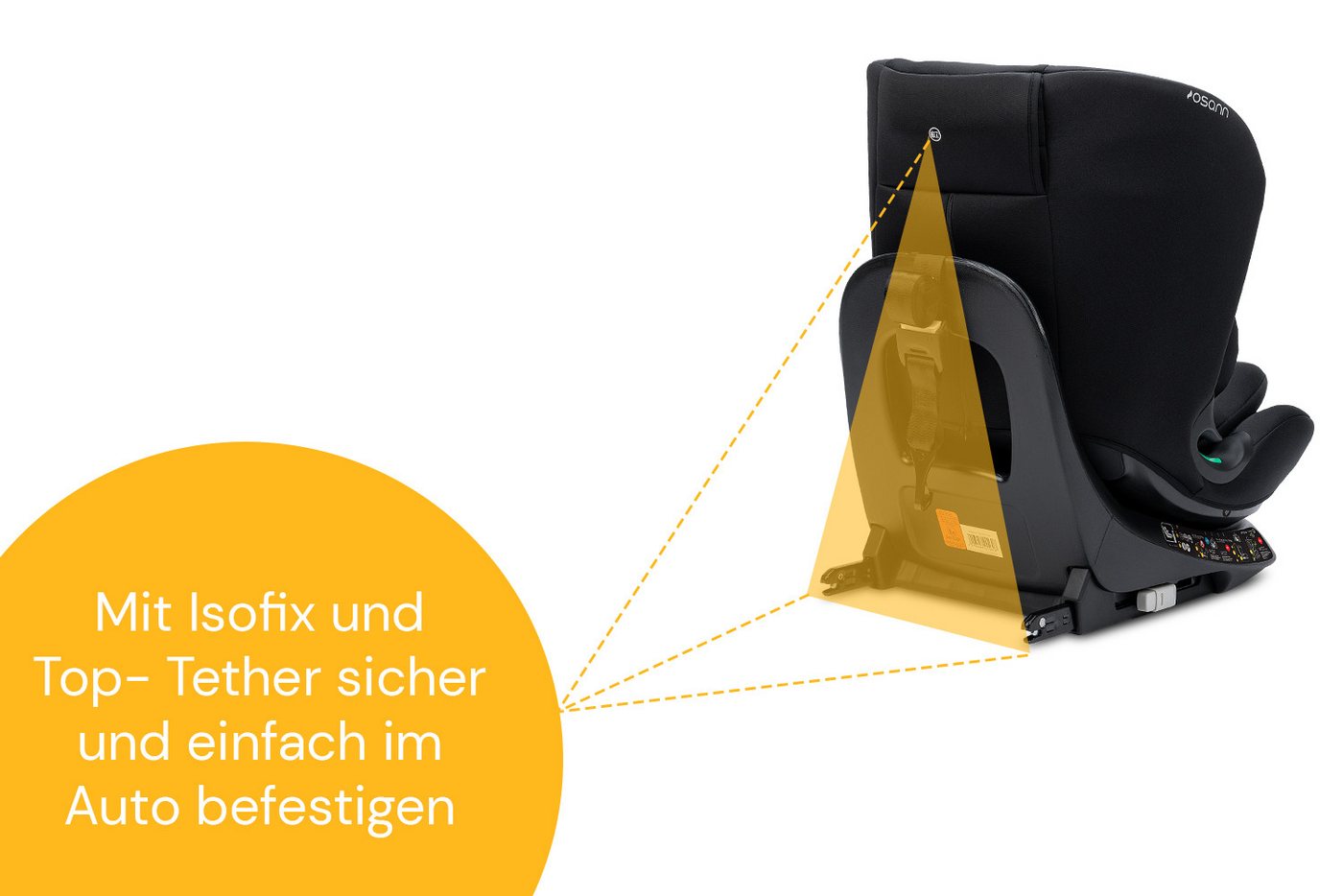 Osann Autokindersitz Floyd360, 360 Grad drehbarer Kindersitz mit Isofix, ab: Geburt, bis: 12 Jahre, ab: 40 cm, bis: 150 cm, drehbar in jeder Position, Magnete für erleichtertes Anschnallen Bild 4