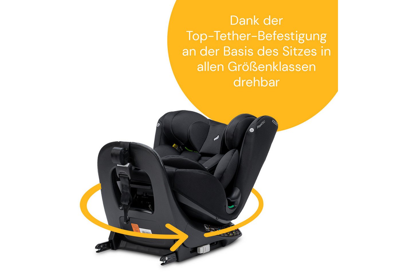Osann Autokindersitz Floyd360, 360 Grad drehbarer Kindersitz mit Isofix, ab: Geburt, bis: 12 Jahre, ab: 40 cm, bis: 150 cm, drehbar in jeder Position, Magnete für erleichtertes Anschnallen Bild 5