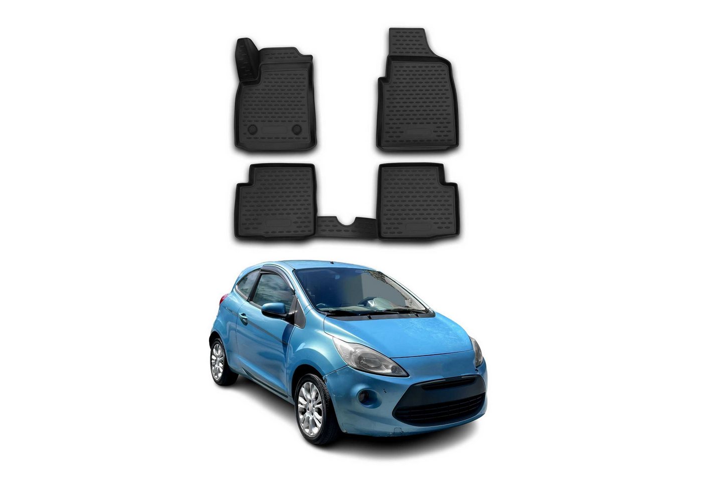 OMAC Auto-Fußmatten für Ford Ka 2008-2021 Schwarz 4 tlg TPE Automatten (4 St), für Ford Ka 2008-2021 Ford Ka 2008-2021, Antirutsch,Wasserfest,Einfache Installation Bild 5