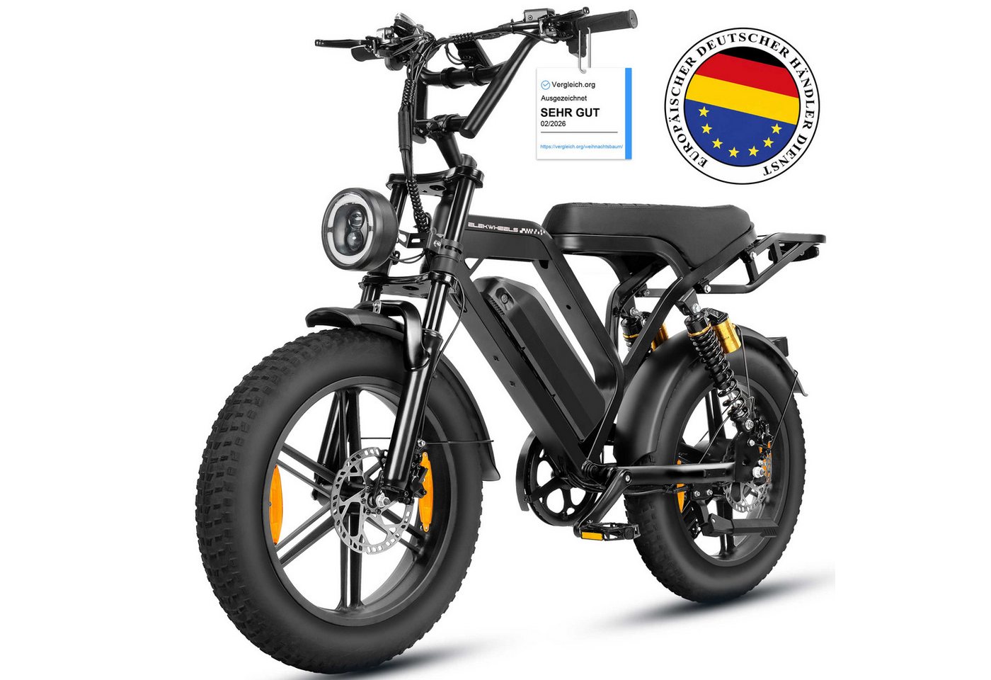 Vankel E-Bike E7-2.0 Elektrofahrrad 20” x 4 Damen u. Herren Pedelec 720Wh Max.108KM, Kettenschaltung, Heckmotor, 720 Wh, Pedelec, Elektrofahrrad E-Mountainbike für Erwachsene, E-bikes Bild 2