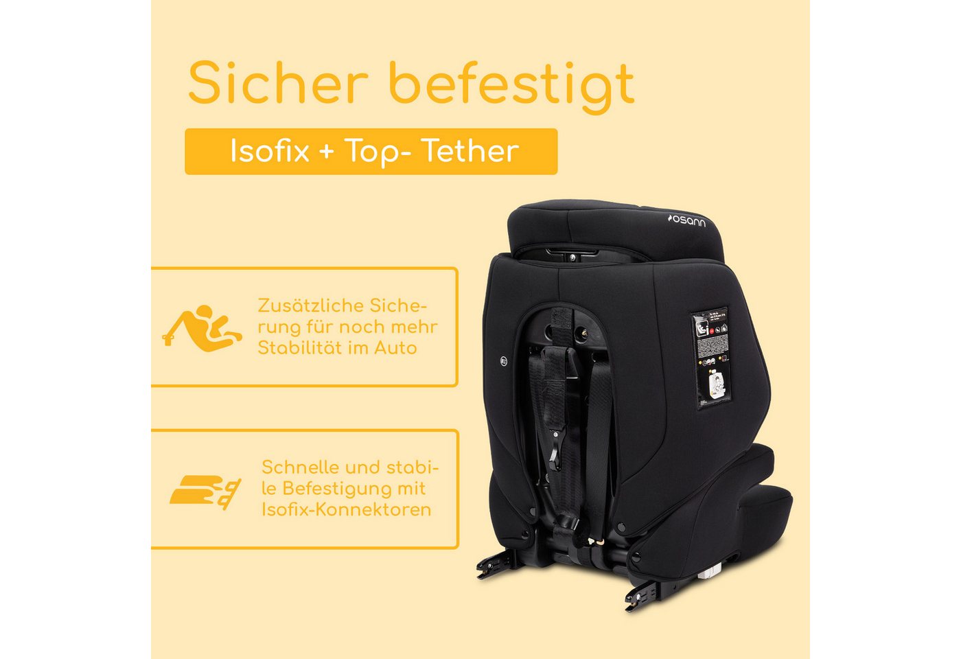 Osann Autokindersitz Jazzi Isofix, Kindersitz mit Isofix, Kindersitz ab 1 Jahr, ab: 15 Monate, bis: 12 Jahre, ab: 76 cm, bis: 150 cm, mitwachsendes Gurtsystem, waschbarer Bezug, extra weiche Polster