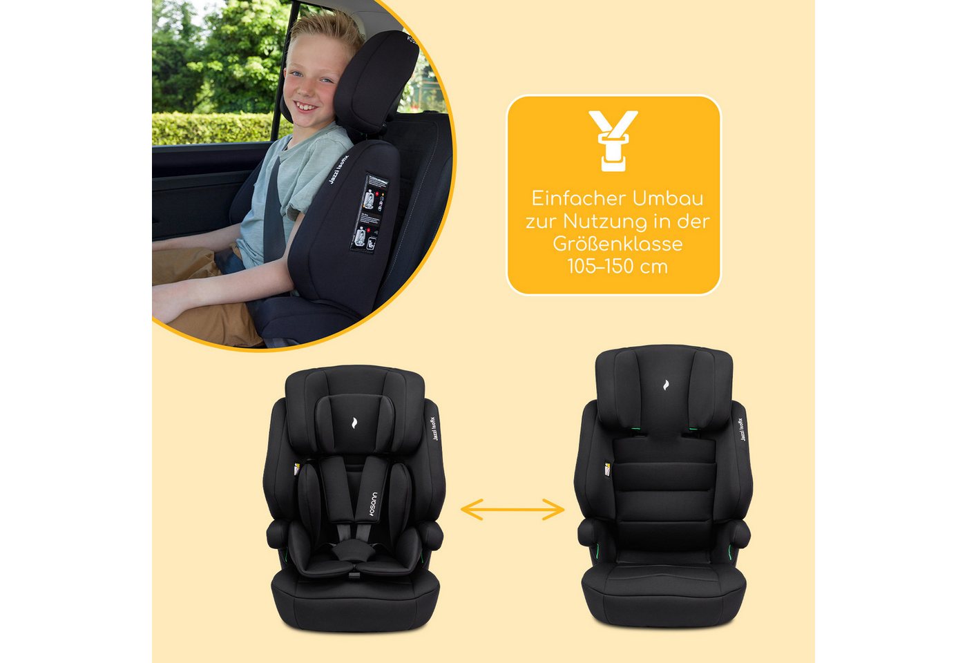 Osann Autokindersitz Jazzi Isofix, Kindersitz mit Isofix, Kindersitz ab 1 Jahr, ab: 15 Monate, bis: 12 Jahre, ab: 76 cm, bis: 150 cm, mitwachsendes Gurtsystem, waschbarer Bezug, extra weiche Polster Bild 5