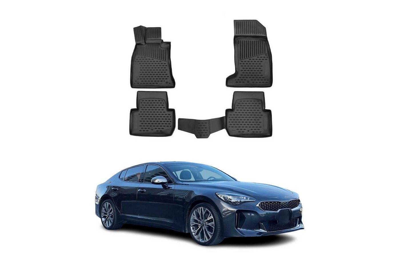 OMAC Auto-Fußmatten für Kia Stinger 2017-2021 Schwarz 4 tlg TPE (4 St), für Kia Stinger 2017-2021 Kia Stinger 2017-2021, Antirutsch,Wasserfest,Einfache Installation Bild 4