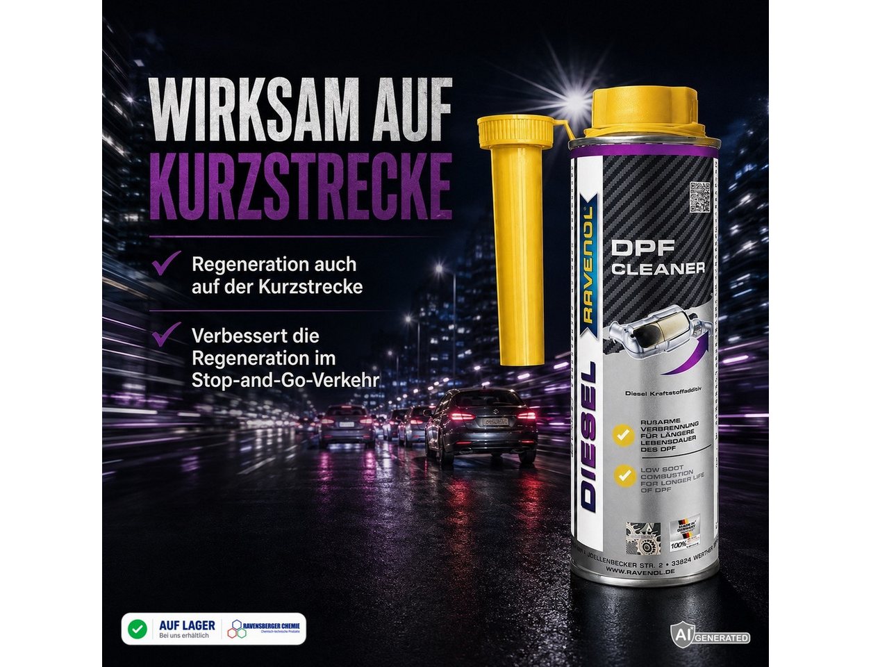 Ravenol Diesel-Additiv DPF Cleaner 300 ml Diesel Additiv DPF Reiniger für Partikelfilter, 0,3 l, DPF Reiniger 300 ml – für Regeneration & Kurzstrecken