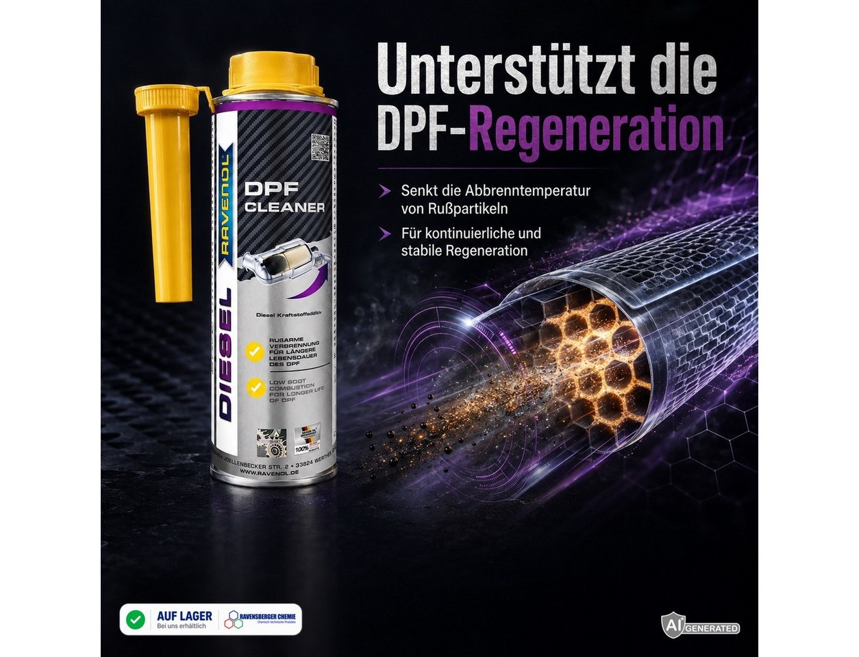 Ravenol Diesel-Additiv DPF Cleaner 300 ml Diesel Additiv DPF Reiniger für Partikelfilter, 0,3 l, DPF Reiniger 300 ml – für Regeneration & Kurzstrecken Bild 4
