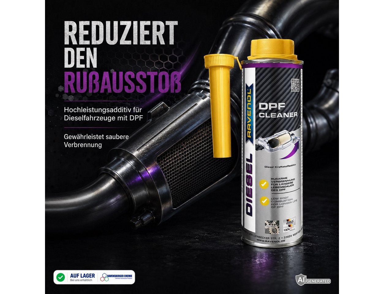 Ravenol Diesel-Additiv DPF Cleaner 300 ml Diesel Additiv DPF Reiniger für Partikelfilter, 0,3 l, DPF Reiniger 300 ml – für Regeneration & Kurzstrecken Bild 5